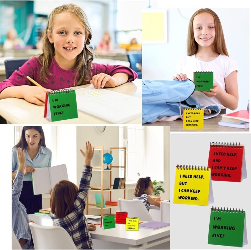 Jutom 24 Pcs I Need Help Mini Flip Chart for Teacher Need Classroom Management Tools Teacher Incentives Self Assessment Cards for Kids Toddlers Students Behavior School Supplies - Image 3