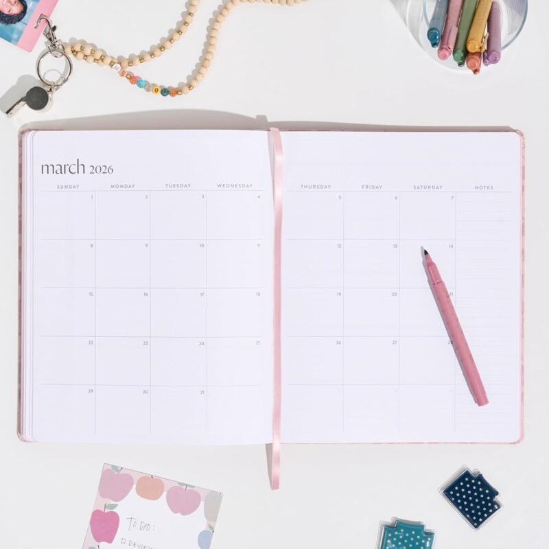 Erin Condren 12-Month Teacher Lesson Planner (Jul 2025 - Jun 2026), 8" x 10" Softbound Weekly and Monthly Planner, Bouquet Vegan Leather Covers, Minimal Theme, Horizontal Layout, Layflat Binding - Image 4