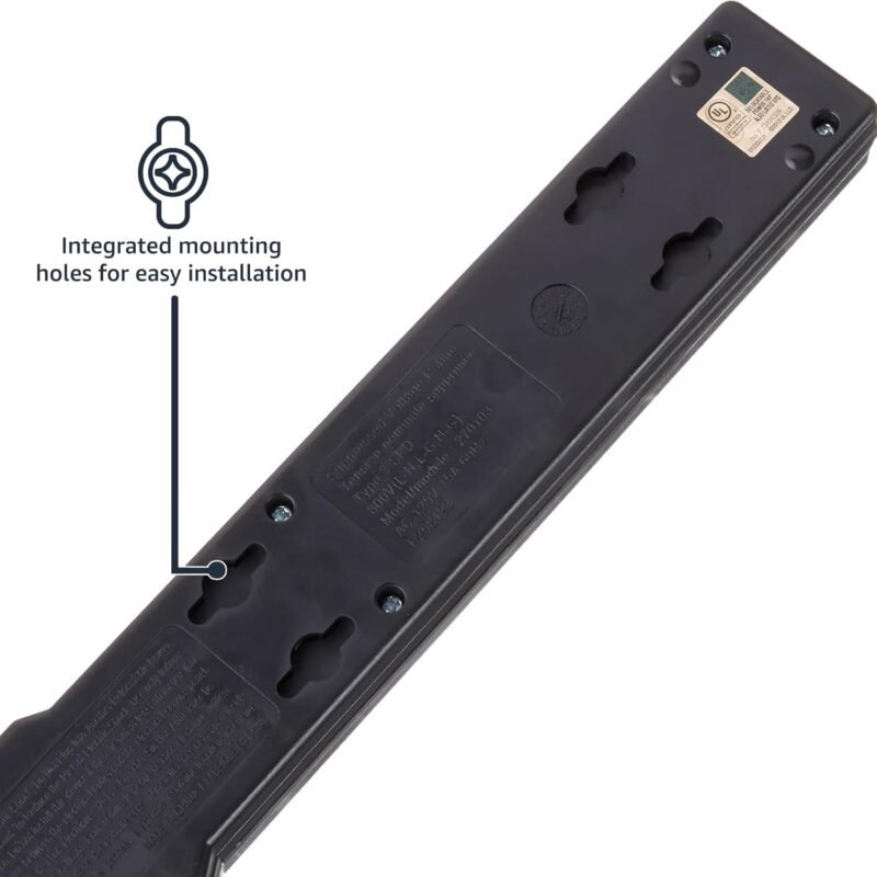 Amazon Basics Surge Protector Power Strip, 6-Outlet, 790 Joules, LED Indicator, 6ft Extension Cord, Black - Image 3