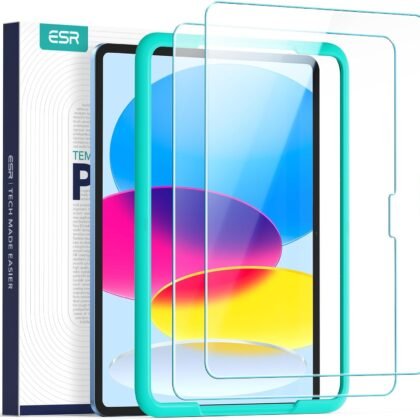 ESR 2 Pack Screen Protector for iPad 11th/10th Generation A16 (10.9 Inch, 2025/2022), 9H Tempered Glass Film Guard with Alignment Frame, Anti-Scratch, Bubble Free, HD Clarity, Apple Pencil Support