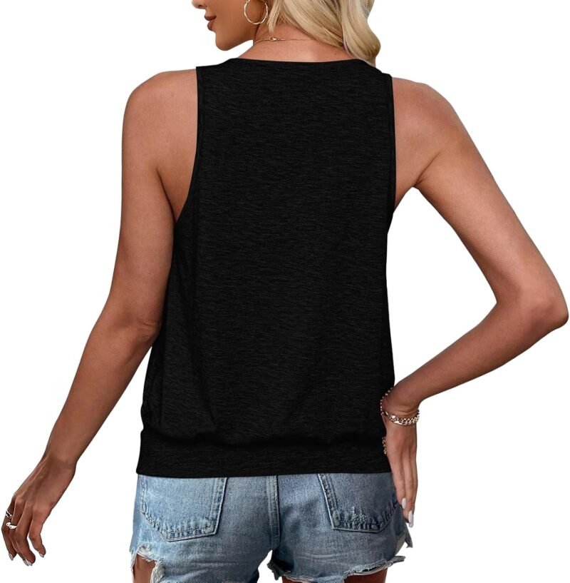 Summer Tank Tops for Women 2025 Metal Buckle Round Neck Sleeveless Fashion Loose Cute Tops Henley Shirts for Women's - Image 4