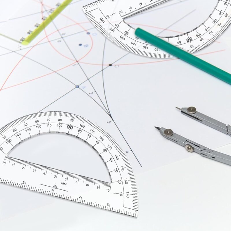 30PCS Clear Plastic Student Math Protractor 6-Inch Long 180 Degree for Angle Measurement - Image 6