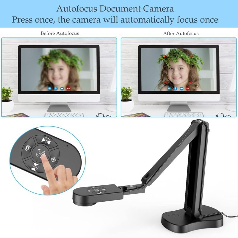 8MP USB Document Camera for Teachers and Classroom for A3 A4 Size with Dual Mic, 3-Level LED Light, Up and Down, Left and Right Image Inversion, for Distance Teaching & Learning - Image 5