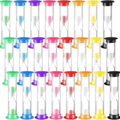 24 Pcs 5 Minute Sand Timer Plastic Hourglass 5 Min Visual Timer Mini Classroom Small Shower Hourglass for Teacher Classroom School Must Haves Supplies Egg Sand Clock Kids Time Management(Colorful)