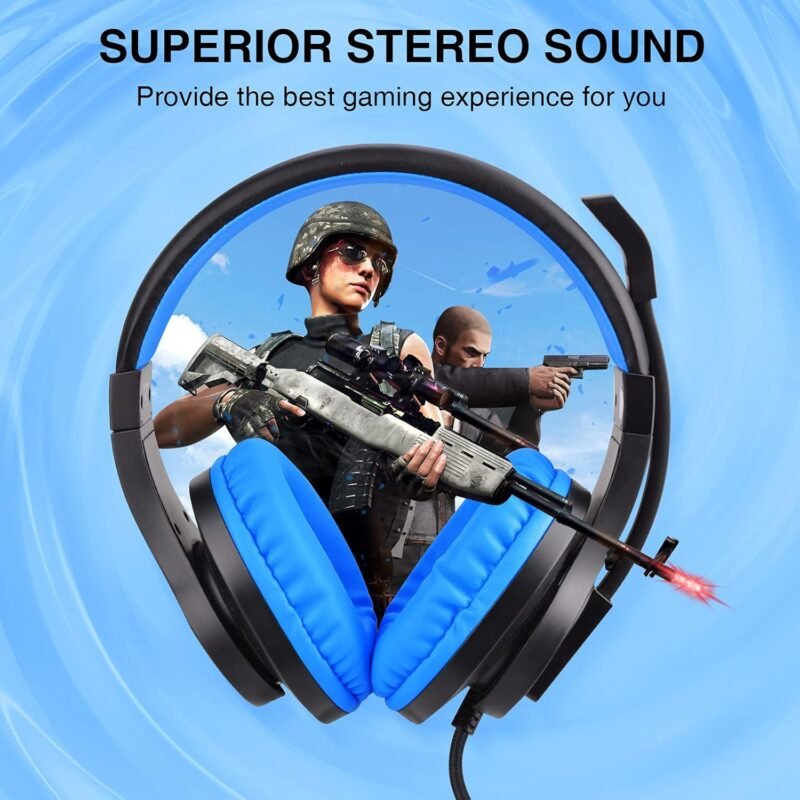 Kids Headphones for Online School, Children, Teens, Boys, Girls, 3.5mm Stereo Over-Ear Gaming Headphone with Microphone and Volume Control for PS4, PS5, New Xbox One（Blue） - Image 6