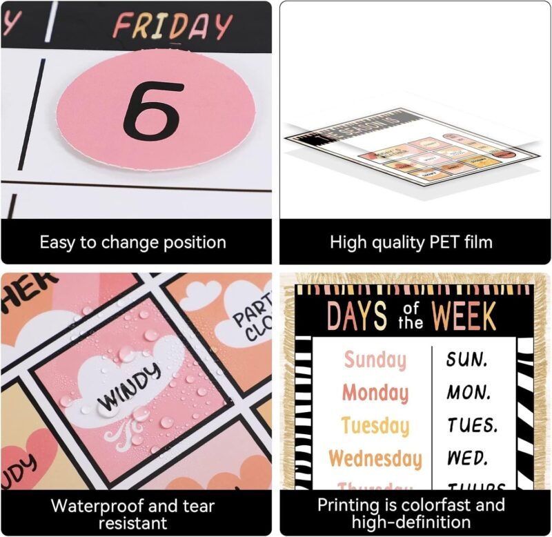 Safari Jungle Animal Calendar Bulletin Board Set Simply CTP Bulletin Board Calendar Seasons Weather Chart Animal Classroom Decoration with Season, Weather and Days of the Week Chart Back to School - Image 4
