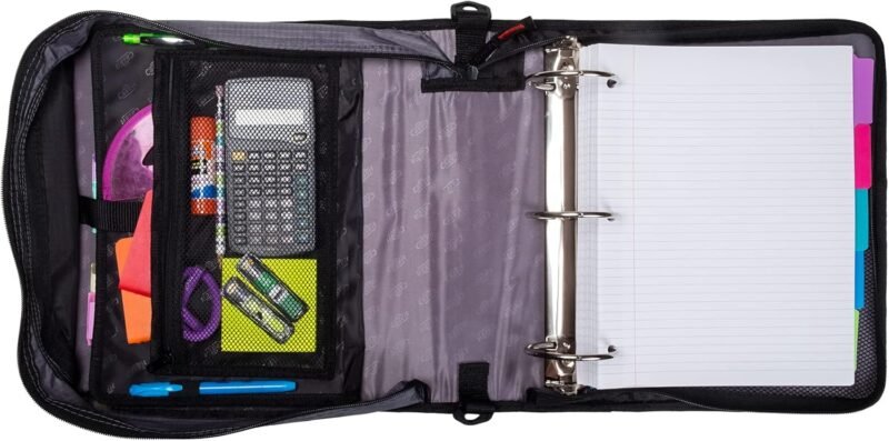 Case-it Might Zip Tab Zipper Binder, 3" O-Ring with 5-Color tabs, Expanding File Folder and Shoulder Strap and Handle, D-156-B Blue - Image 4