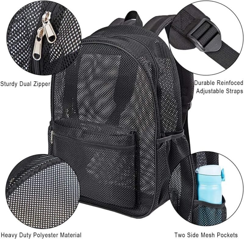 COVAX Heavy Duty Mesh Backpack, See Through College Backpack with Padded Shoulder Straps for Swimming, Outdoor Sports - Image 5