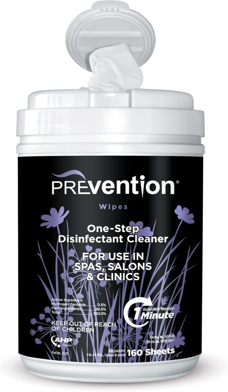 All Purpose Disinfectant Wipes – Canister of Cleaning Wipes for Salons, Spas, Wellness Centers and Yoga Studios – Hospital Grade Surface Sanitizing – 160 Count