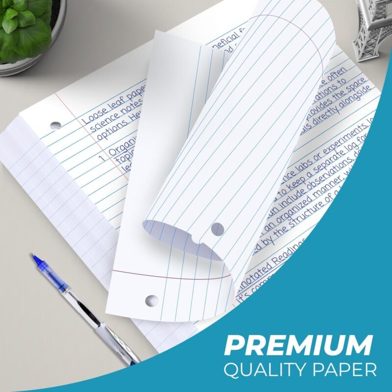 Loose Leaf Paper, 450 Sheets, 3 Pack, College Ruled Paper, 8" x 10.5", Bulk Office Filler Paper, 3 Hole Punched, 150 Sheets/Pack, 56 gsm Paper, College Ruled Notebook Paper for Binder, White - Image 4