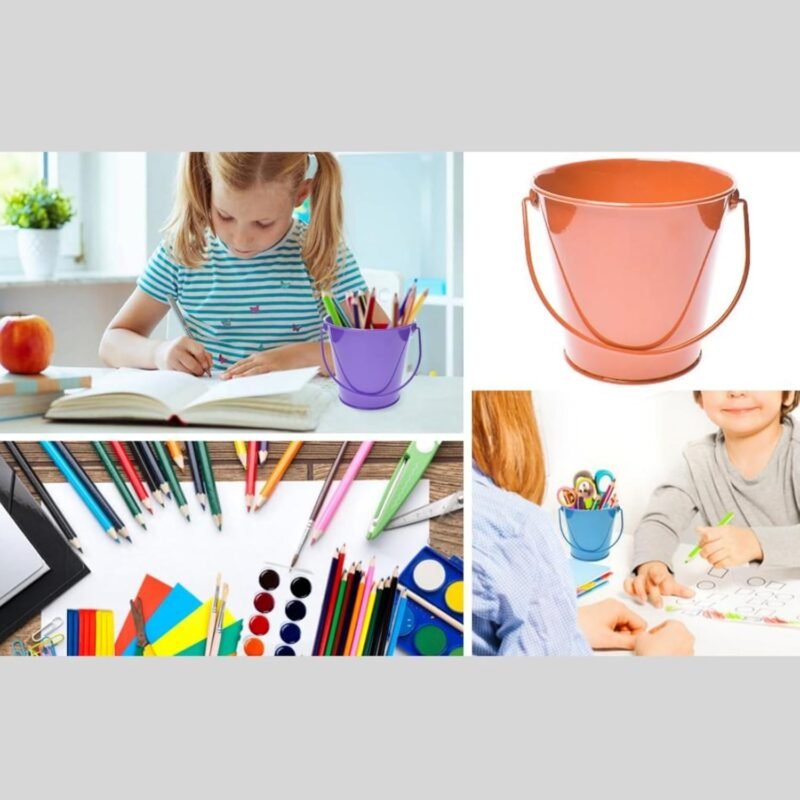 Small Metal Buckets with Handle, 6 Pack 4.3 inch Colored Galvanized Bucket for Kids,Classroom,Crafts,and Party Favors (Multi-Colored, 4.3" Top) - Image 3