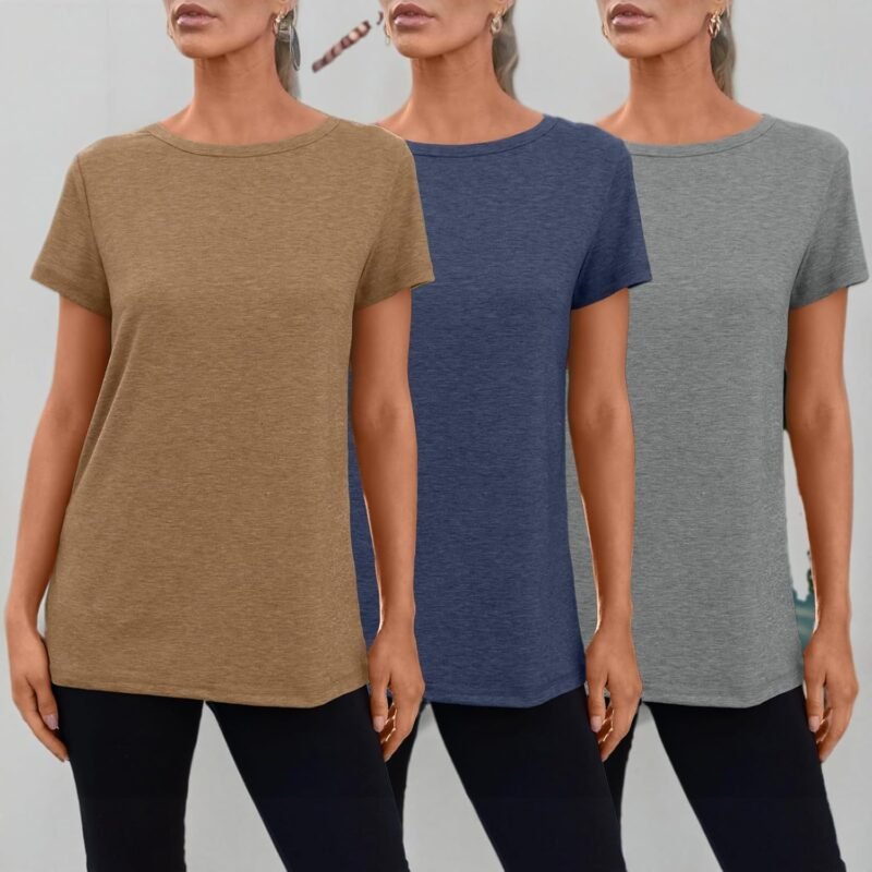 SUNBS Womens 3 Pack T-Shirts Short Sleeve Summer Tops Fashion Basic Tees Comfy Casual Vacation Outfits Workout Clothes 2025 - Image 5