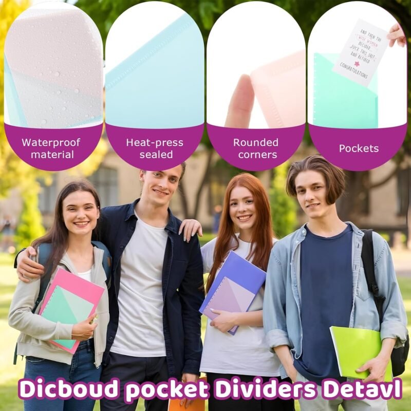 5 Pcs Happy Planner Inserts Happy Planner Accessories Discbound Notebook Accessories Discbound Dividers with Pockets Discbound Notebook Colored Discbound Slash Pocket Folder for Binder Folder Office - Image 4