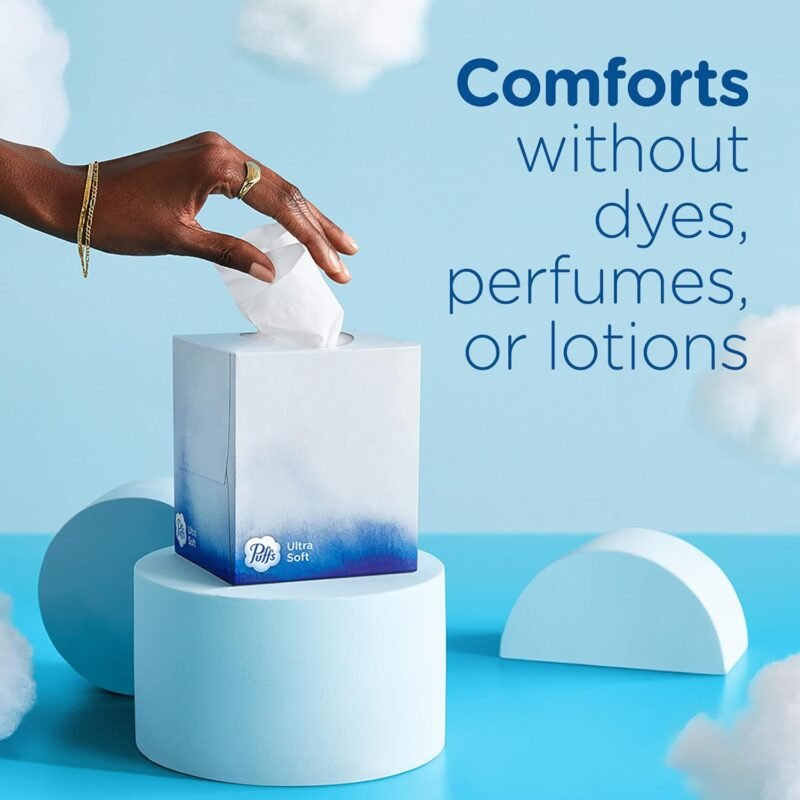 Puffs Ultra Soft Non-Lotion Facial Tissue, 8 Family Boxes, 124 Facial Tissues per Box - Image 5