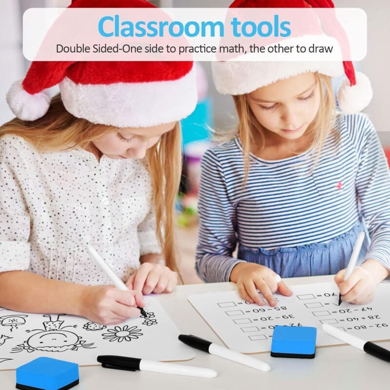 Dry Erase LapBoards, PANDRI 26 Pack Double Sided 12.5 x 9 Inch Whiteboards with 26 Erasers and 26 Markers, Dry Erase Boards for Kids Students Classroom Teacher Supplies - Image 6