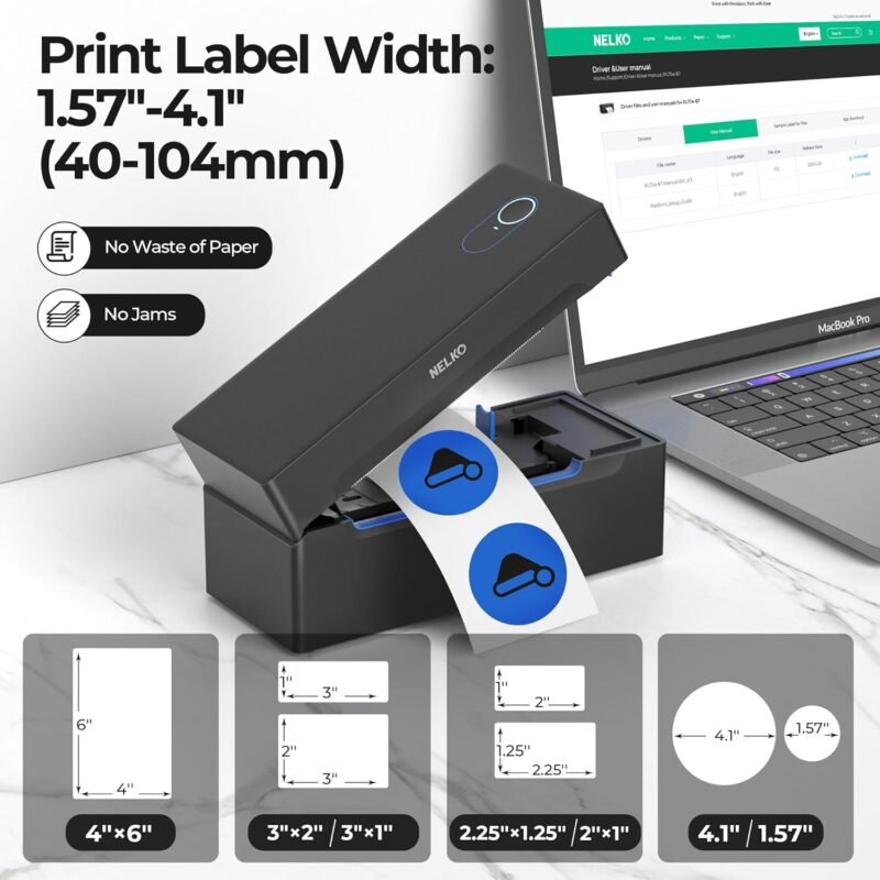 Nelko Bluetooth Thermal Shipping Label Printer, Wireless 4x6 Shipping Label Printer for Shipping Packages, Support Android, iPhone and Windows, Widely Used for Amazon, Ebay, Shopify, Etsy, USPS - Image 3