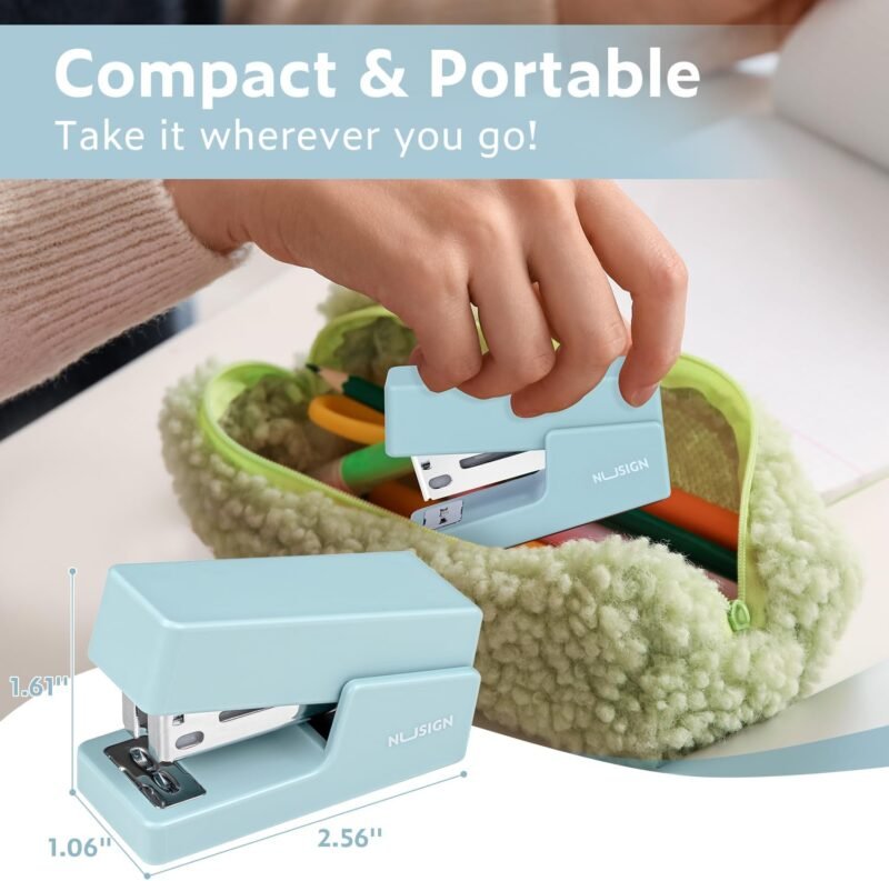 Mini Stapler with 830 Staples, Small Cute Desk Staplers, 25 Sheet Capacity, Blue - Image 7