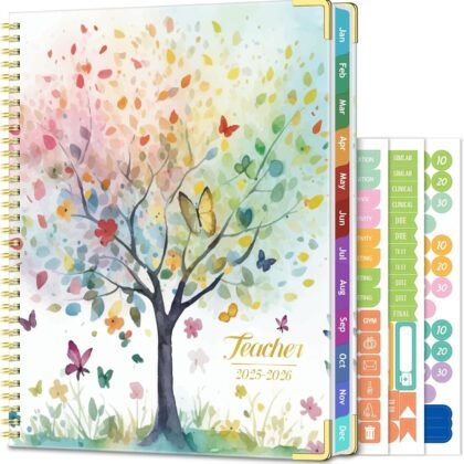 Teacher Planner 2025-2026 Academic Year, Aug.2025 - Jul.2026, 8.5" x 11" Lesson Planner Book for Teachers, Teacher Planners with Colorful Monthly Tabs for Homeschool & Classroom Organization - Tree
