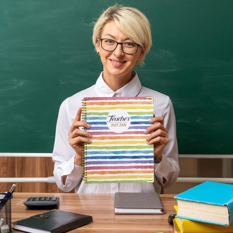 Teacher Planner 2025-2026, August 2025 to July 2026 Academic Year, 8.5" x 11" Lesson Planner Book for Teachers with Colorful Tabs, Teacher Calendar for Classroom or Homeschool, Hardcover, Color Stripe - Image 6