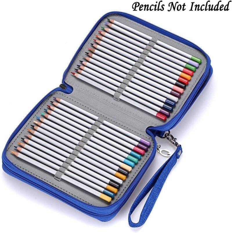 BTSKY Zippered Pencil Case-Canvas 72 Slots Handy Pencil Holders for for Prismacolor Watercolor Pencils, Crayola Colored Pencils, Marco Pencils (Blue) - Image 6