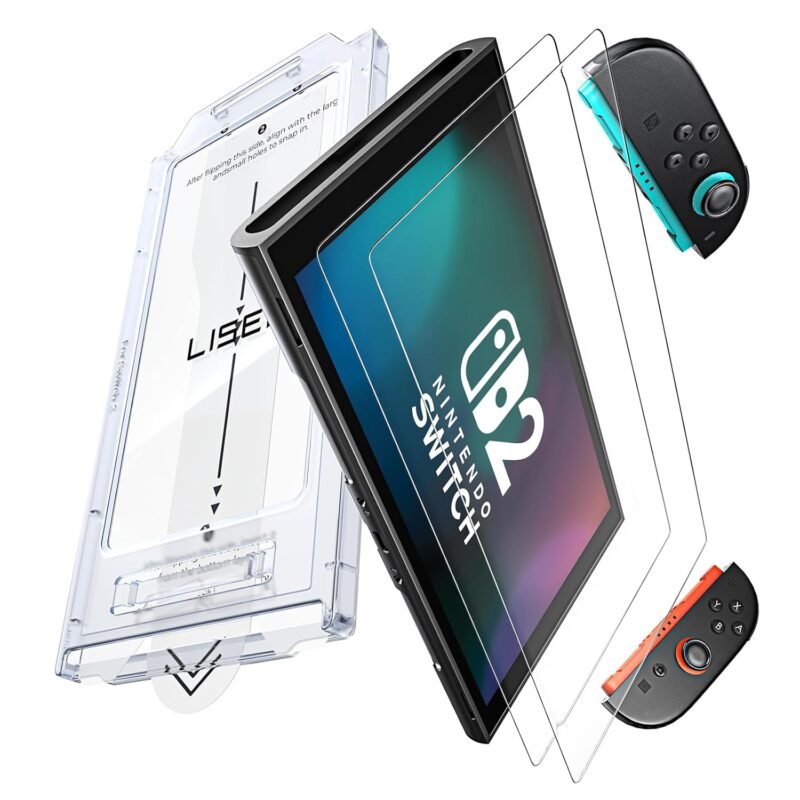 LISEN for Nintendo Switch 2 Screen Protector [2025 Upgrade] (ANTI-GLARE & Auto Alignment Kit) Screen Protector Switch2 Tempered Glass [Longest Durable] Full Coverage switch 2 pre order accessories, 2 Pack - Image 9