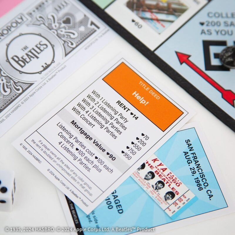 Monopoly: The Beatles, Play as Rocky Raccoon, Maxwell's Silver Hammer, I Am The Walrus & More, Officially Licensed Collectible Game Based on The Beatles Rock Band for 2-6 Players - Image 9