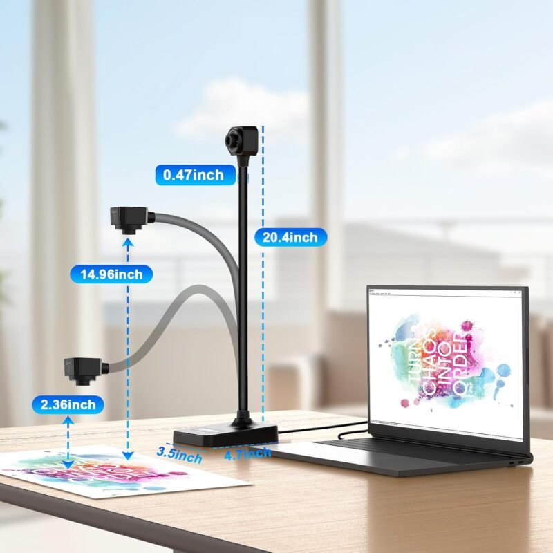 AlKOR USB Document Camera for Teaching & Distance Learning,Manual Focus Webcam with Mic, Foldable Design for Mac/Windows/Chromebook-Online Classes, Web Conferencing & Live Demos,Remote Work - Image 6