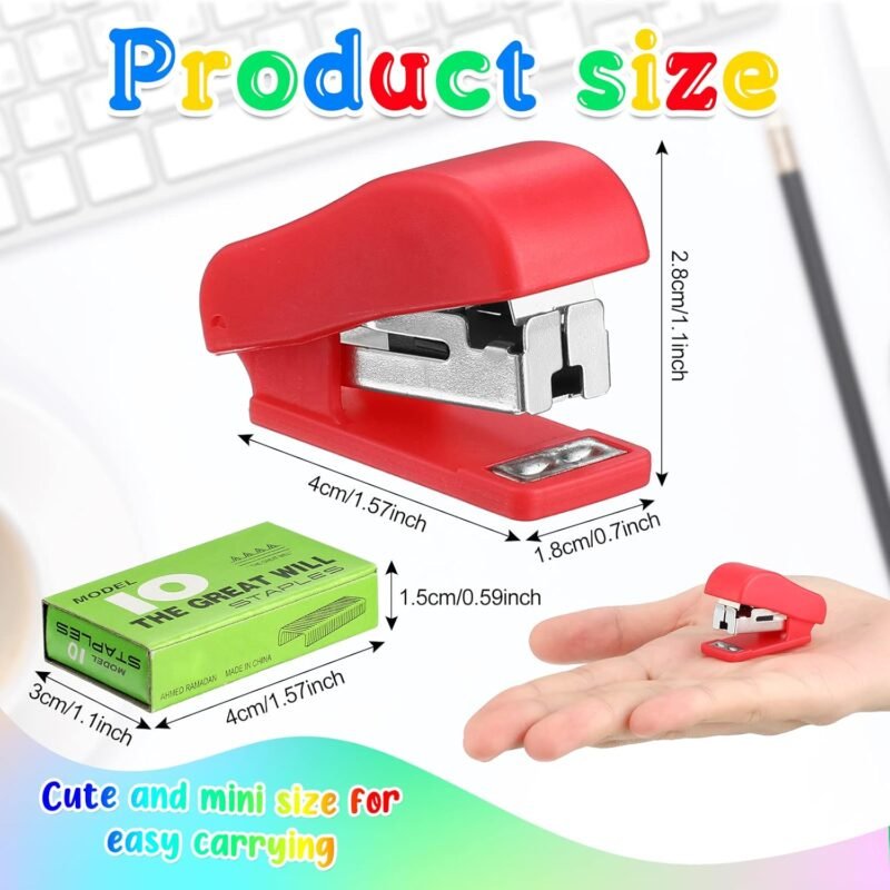 Fainne Mini Stapler with Staples, Portable Multicolor Small Stapler, Hand Held Desk Staplers, Cute Office Supply Set for Office College, 4 Colors(Classic Color,24 Pcs) - Image 2