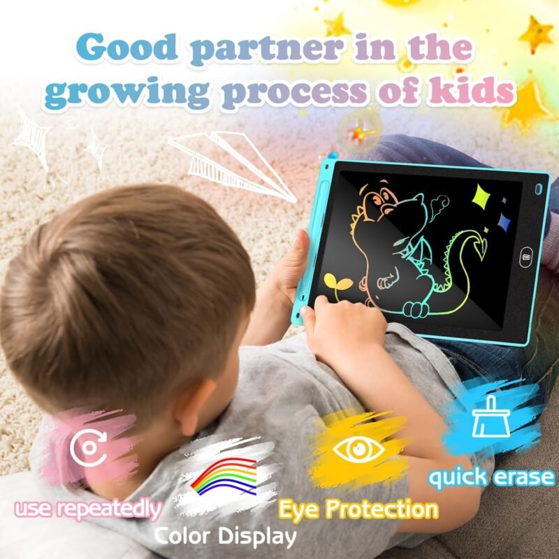 KTEBO® 2 Pack 10 Inch LCD Writing Tablet for Kids, Electronic Drawing Pad and Doodle Board for Ages 3-8, Birthday and Christmas Gifts for Boys and Girls (Pink & Blue) - Image 3