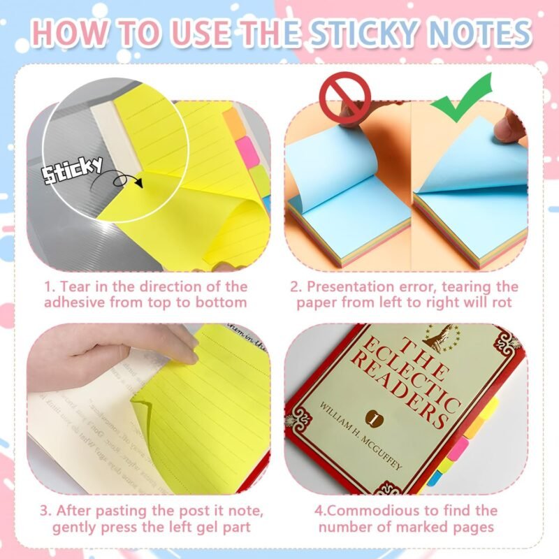 Sticky Notes Set 710 Pack, Divider Sticky Notes Tabs, Office Supplies, Planner Sticky Note Dividers Tabs, Book Notes, Back to School Supplies (710pcs) - Image 5
