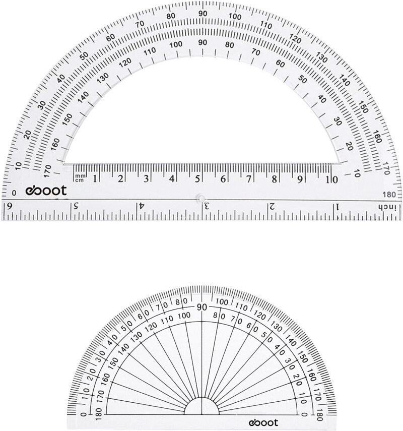 eBoot Plastic Protractor Protractor 180 Degrees, 4 Inch and 6 Inch, Clear, 2 Pieces - Image 2
