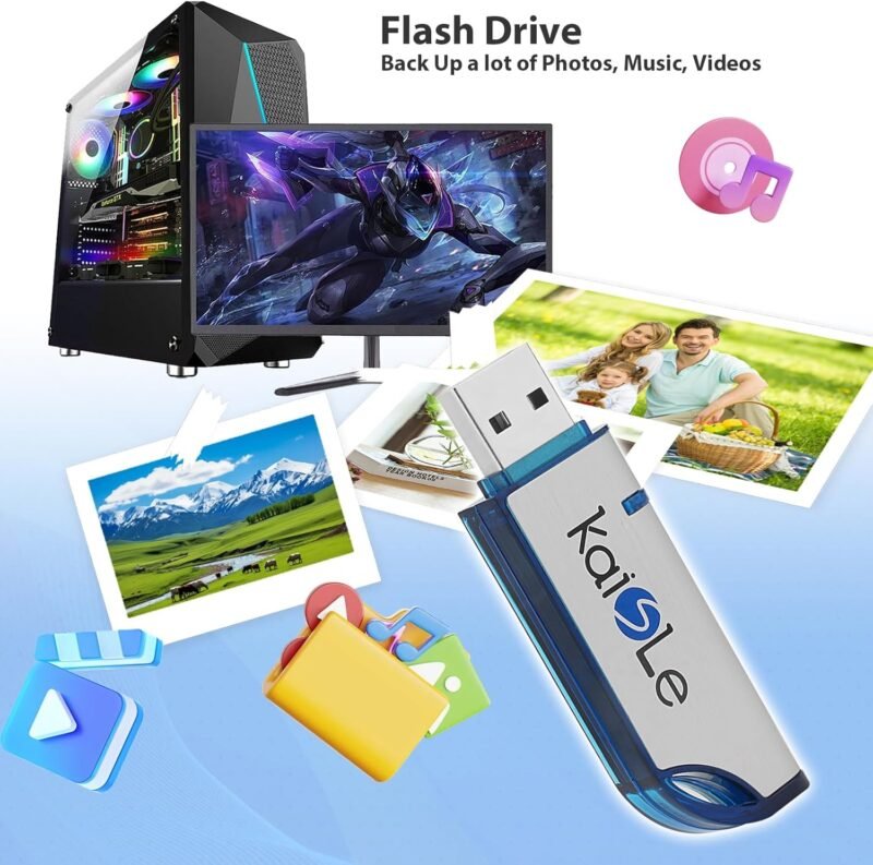 64GB USB Flash Drive, External USB Flash Memory Storage Thumb Drive, Portable Flashdrive with Keychain, 64 GB USB 2.0 Memory Stick exFAT Data Storage Jump Drives for Computers - Image 5