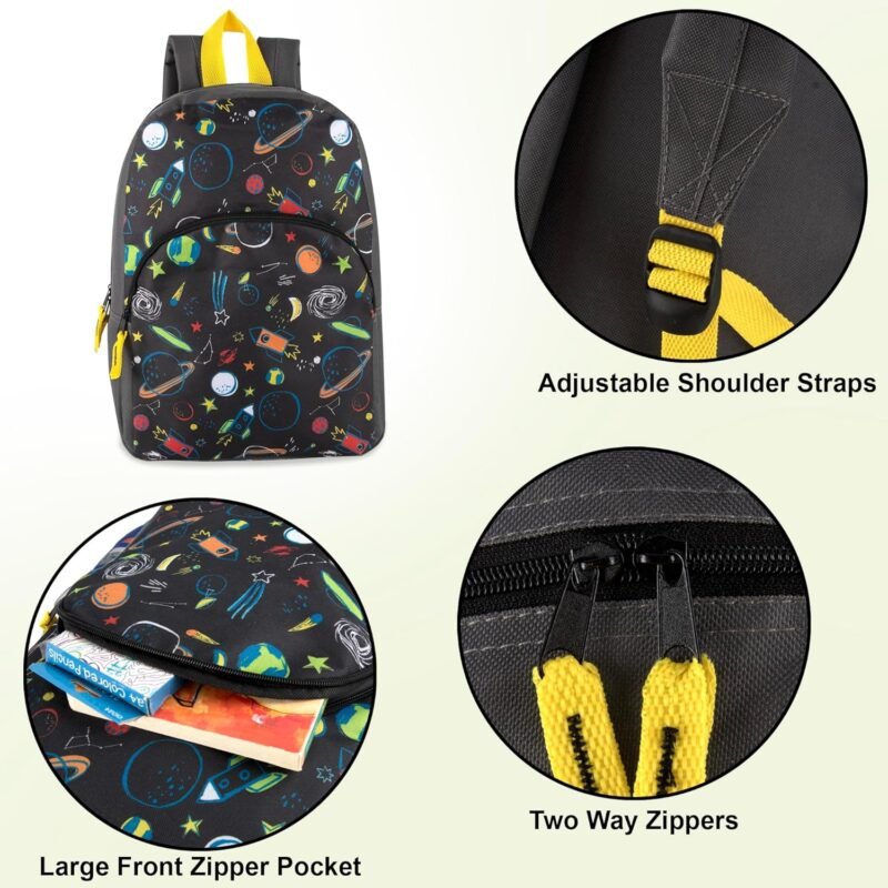 Trail maker 15 Inch Kids Backpacks for Boys & Girls | Preschool, Kindergarten, Elementary School Backpacks with Adjustable, Padded Straps (Stellar Space) - Image 2