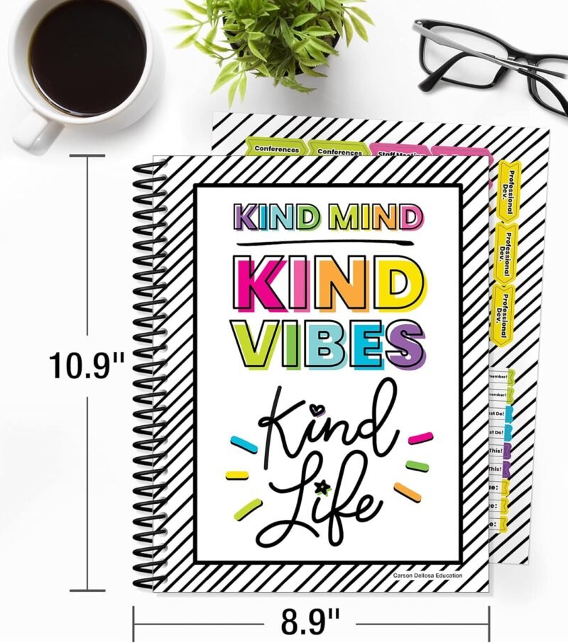 Carson Dellosa Kind Vibes Teacher Planner—Undated Weekly/Monthly Lesson Plan Book and Record Organizer for Classroom or Homeschool (8 inches x 11 inches) - Image 2