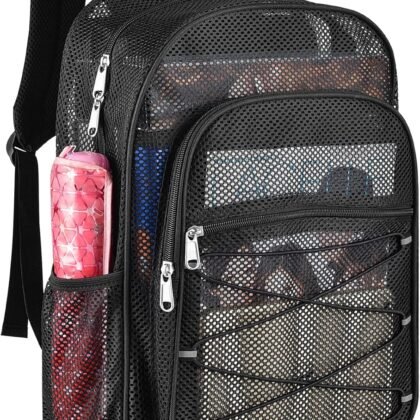 Heavy Duty Mesh Backpacks for Adults, Mesh School Bags for Boys and Girls, See Through School Bags with Adjustable Straps for Swimming, Fitness, Sports, Carry Portable Oxygen Concentrators