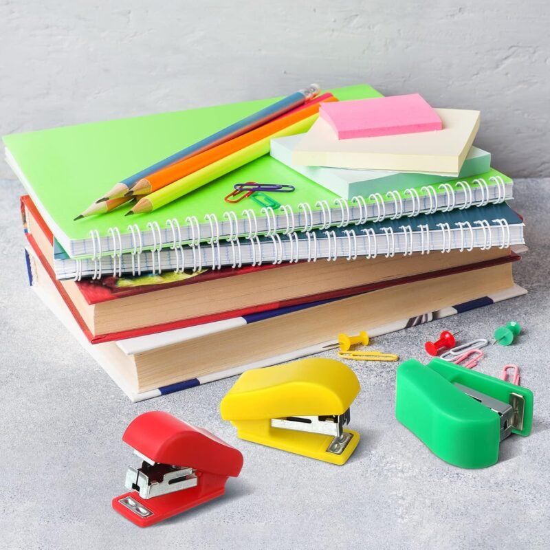 Fainne Mini Stapler with Staples, Portable Multicolor Small Stapler, Hand Held Desk Staplers, Cute Office Supply Set for Office College, 4 Colors(Classic Color,24 Pcs) - Image 7