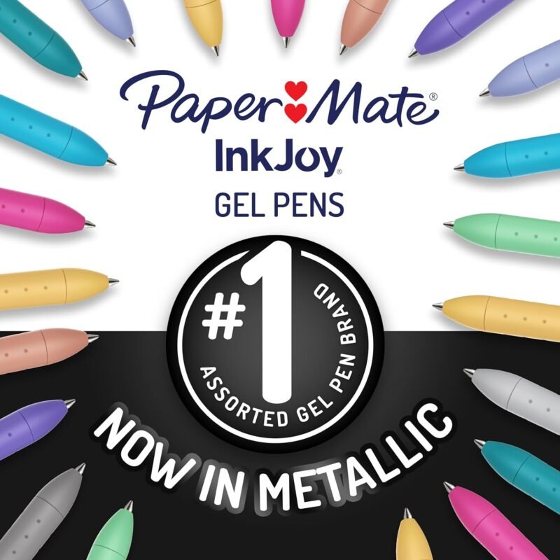 Paper Mate InkJoy Gel Pens, Metallic Pens, Retractable, Medium Point, (0.8mm) Assorted Colors, 10 Count - Image 7