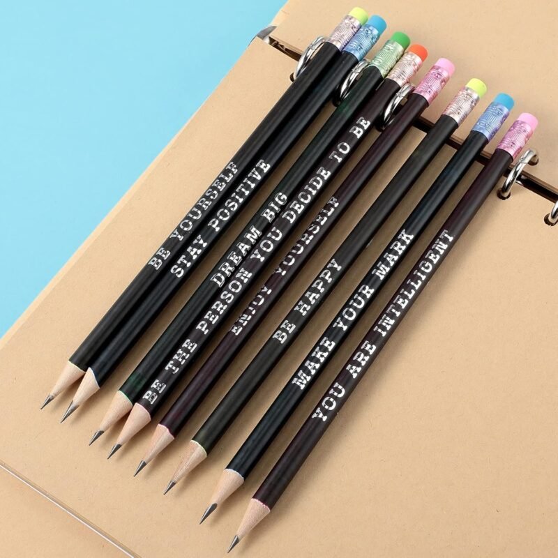 Epakh 100 Pcs Inspirational Pencils Color Changing Pencils Bulk with Eraser HB Wooden Pens Gift for Kids Students Classroom Motivational Graduation Gift(Black,Classic Style) - Image 7