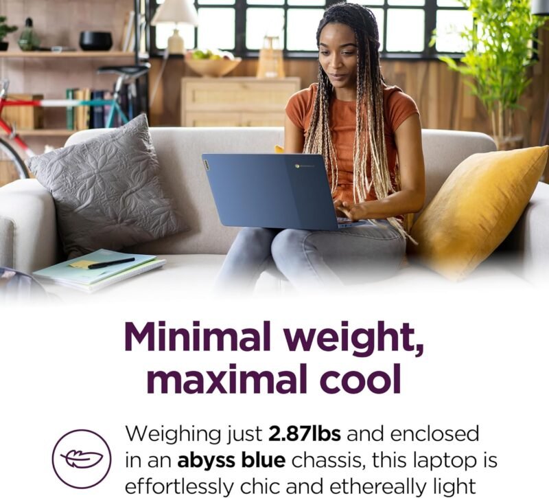 Lenovo IdeaPad Slim 3 Chromebook - 2024 - Lightweight Laptop - Waves MaxxAudio® Speakers - 14" HD Display - HD 720p Camera - 4GB Memory - 64GB Storage - MediaTek Kompanio 520 - Abyss Blue - Image 6