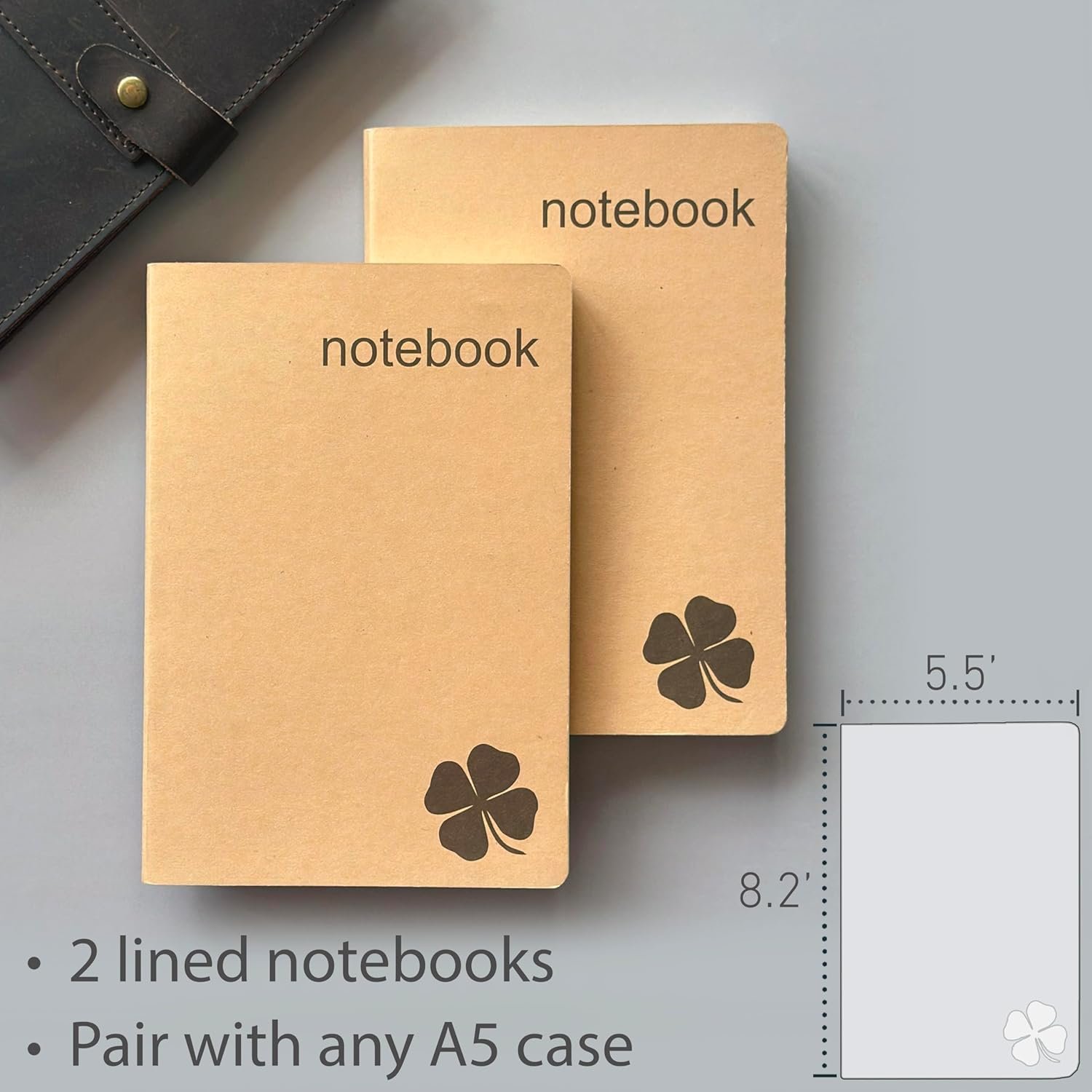 le vent Set of 2 Lined Bound Notebooks A5 – Each 200 Lay Flat Pages – 5x8 Hardcover Journal Refills – Fountain Pen Friendly 100 gsm Paper – 100% Recycled Notebook - Image 3