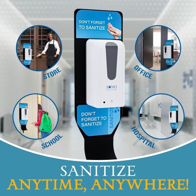 Automatic Hand Sanitizer Dispenser with Stand - Touchless Sanitizer Station for High-Traffic Areas, Malls, Schools, & Offices, Refillable - Image 6
