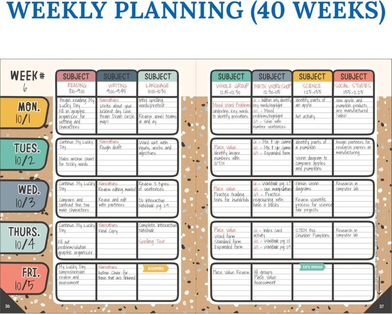 Carson Dellosa We Belong Teacher Planner, 8" x 11" Boho Rainbow Lesson Plan Book With Stickers, Checklist, Notes, School Supplies for Classroom Organization - Image 3