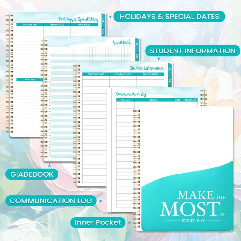 Teacher Planner 2025-2026 - Teacher Lesson Plan Book 2025-2026 from Jul. 2025 to Jun. 2026, 11" x 8.5", Weekly & Monthly Lesson Planner for Teachers - Floral - Image 6