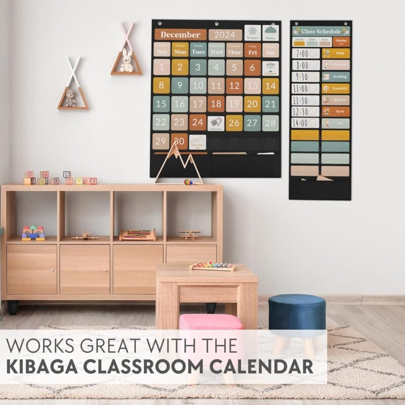 The Ultimate Pocket Chart for Classroom - Beautiful Daily Schedule Calendar with Designed Cards Encourages Visual Learning for Kids - Fun Boho Routine Calendar Chart Fits Nicely with Any School Decor - Image 4