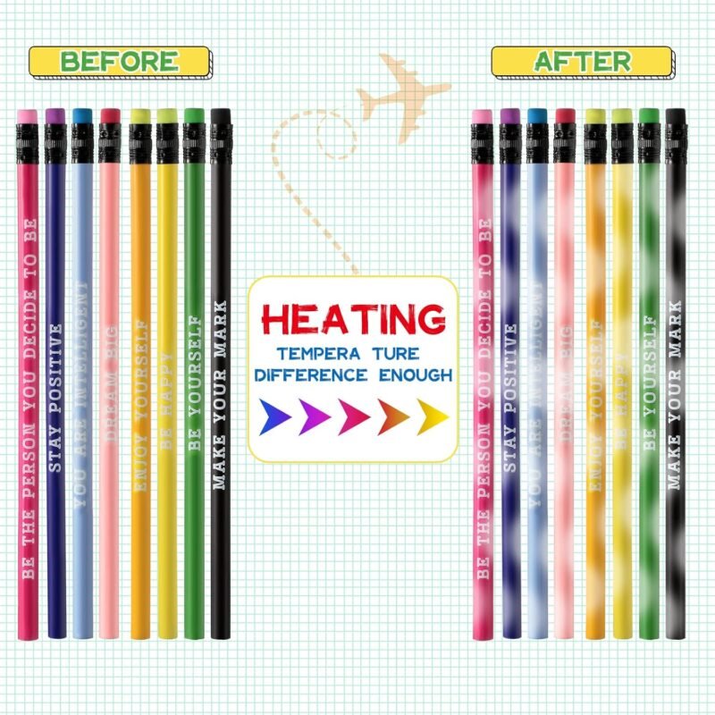40 Piece Multicolor Motivational Color-changing Pencils Heat Activated Inspirational Pencils with Sayings, Ideal for Students(Inspirational Style) - Image 3