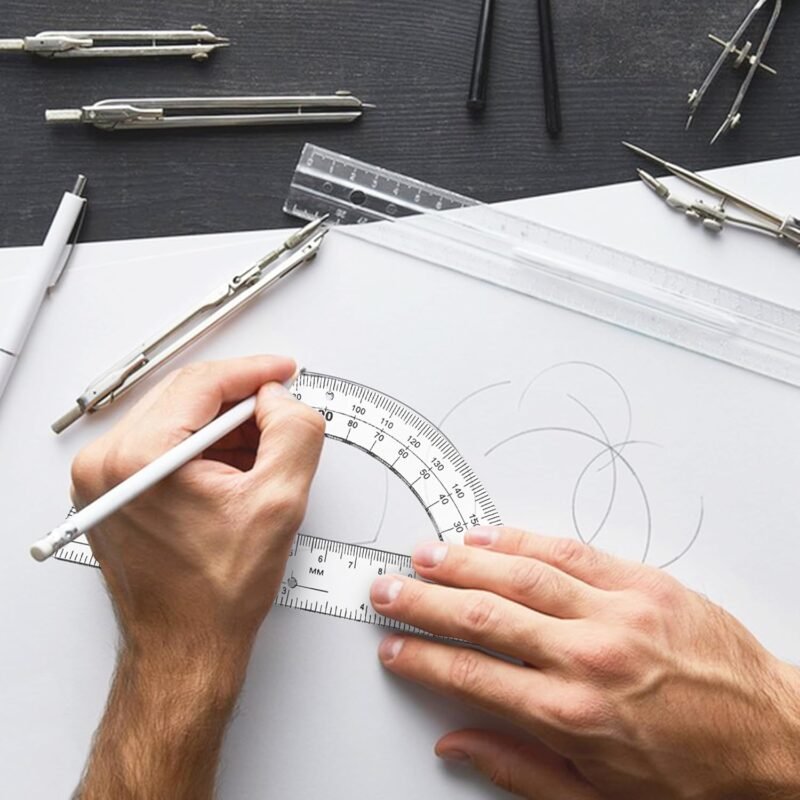30PCS Clear Plastic Student Math Protractor 6-Inch Long 180 Degree for Angle Measurement - Image 4