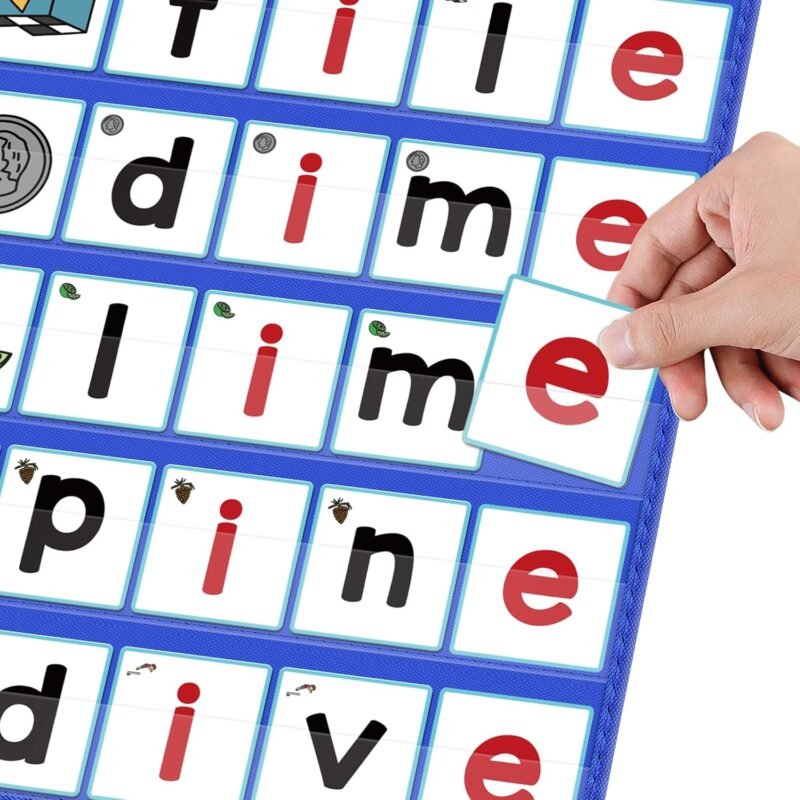ABCxGOOD CVCE Word Building Pocket Charts with 50 Phonics Flash Cards Classroom Must Haves, CVCE Literacy Games for Beginners in Reading and Spelling. - Image 4