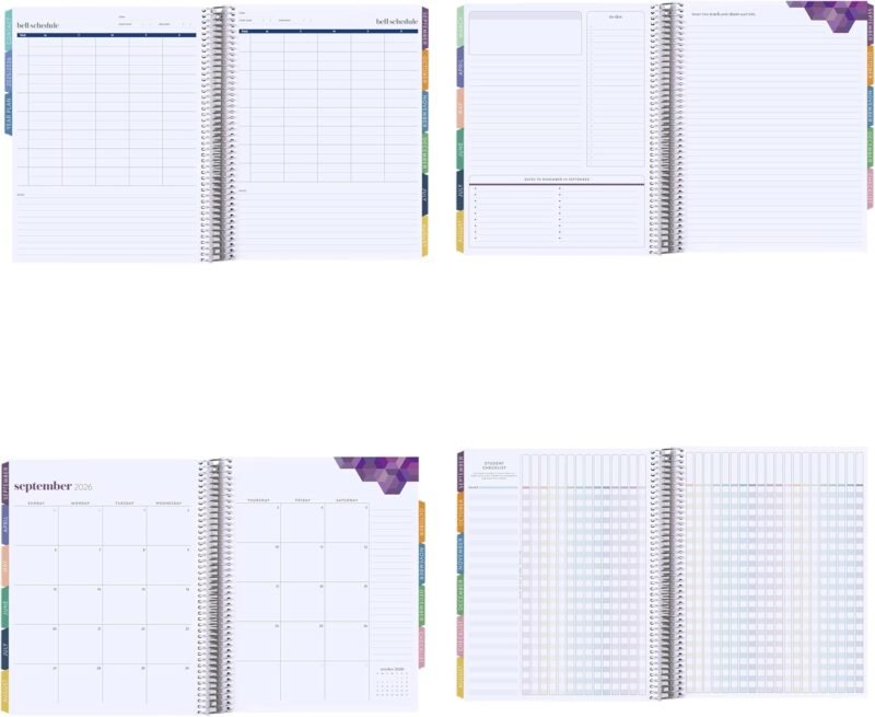 Erin Condren 12-Month Teacher Lesson Planner (Jul 2025 - Jun 2026), 8.5" x 11" Spiral Weekly and Monthly Teacher Planner, Teach Colorful Covers, Hexagon Theme, Horizontal Layout, Platinum Coil - Image 8