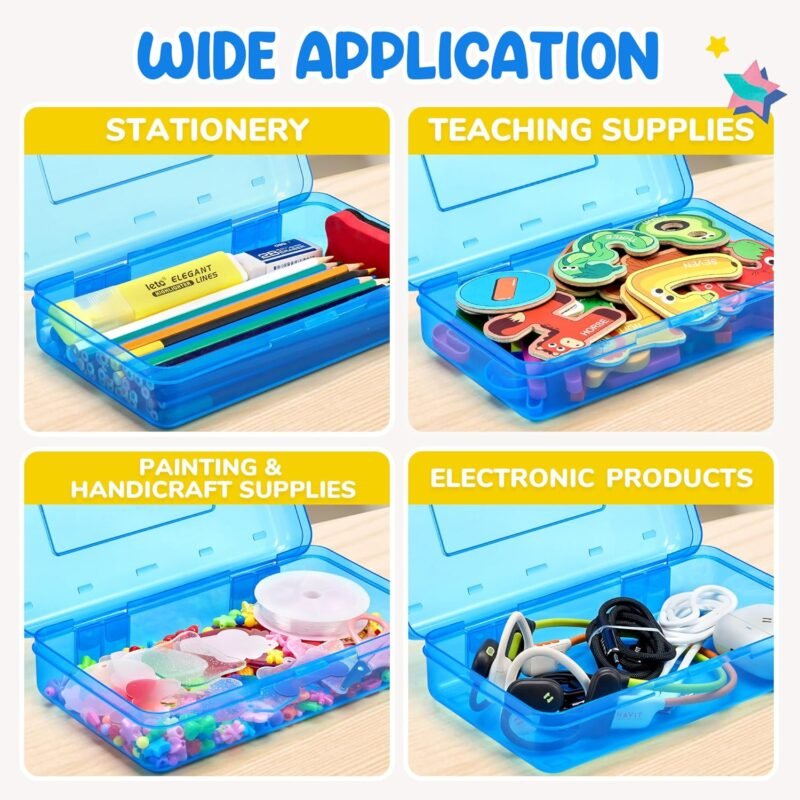 GAMENOTE Plastic Pencil Box with Personalized Sticker,Kids Large Hard Pencil Case with Snap-tight Lid,Clear Crayon Maker Organizer,Small Art Craft Storage Containers,School Supplies Box for Boys,Girls - Image 7