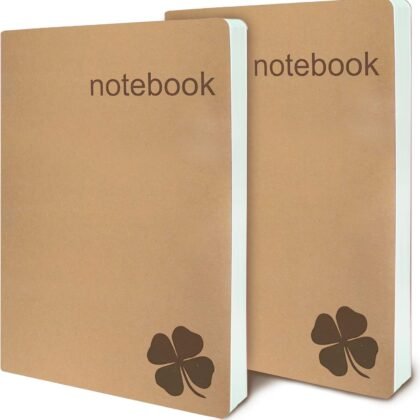 le vent Set of 2 Lined Bound Notebooks A5 – Each 200 Lay Flat Pages – 5x8 Hardcover Journal Refills – Fountain Pen Friendly 100 gsm Paper – 100% Recycled Notebook